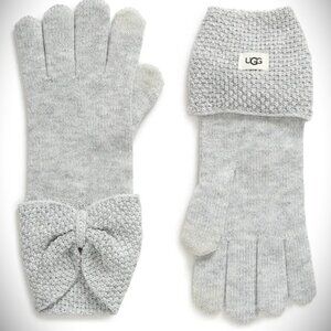 UGG Bow Knit Gloves in Greyheather Color One Size